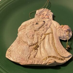 Kurt Adler Santa Ornament with Gold and Cream Details